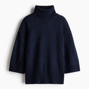 HM Fine Knit Navy Turtleneck Women's Sweater